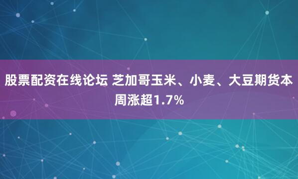 股票配资在线论坛 芝加哥玉米、小麦、大豆期货本周涨超1.7%